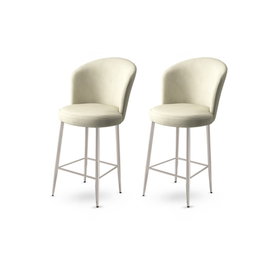 Hanah Home Juego de Taburetes de Bar Fora Crema y Cromo
